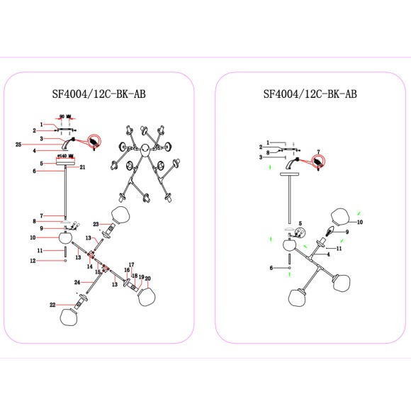Люстра SF4004/12C-BK-AB SILEYA Seven Fires Люстра SF4004/12C-BK-AB SILEYA Seven Fires
