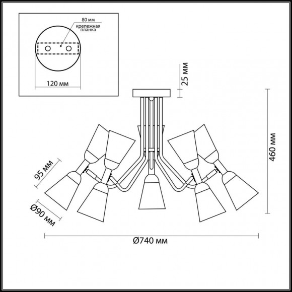Накладной точечный светильник Reccagni Angelo PL 7803/1