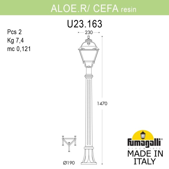 Садовый светильник-столбик FUMAGALLI ALOE.R/CEFA Садовый светильник-столбик FUMAGALLI ALOE.R/CEFA