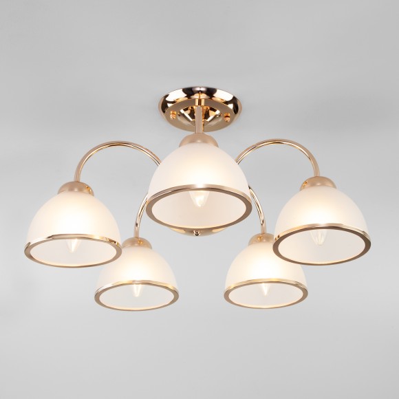 Потолочная люстра со стеклянными плафонами 30174/5 золото Потолочная люстра со стеклянными плафонами 30174/5 золото