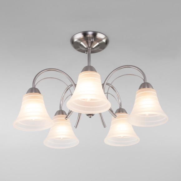 Потолочная люстра со стеклянными плафонами 30173/5 сатин-никель