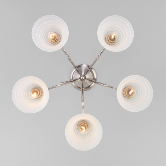 Потолочная люстра со стеклянными плафонами 30173/5 сатин-никель