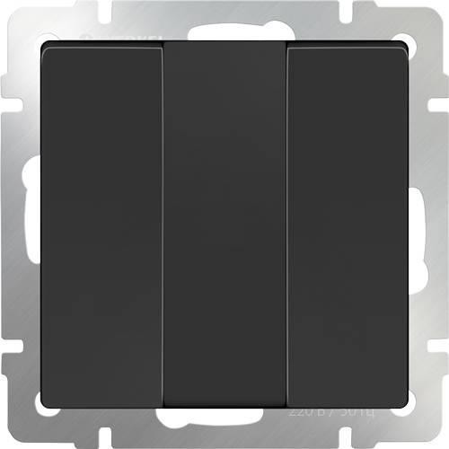 Выключатель трехклавишный  (черный матовый) Werkel WL08-SW-3G