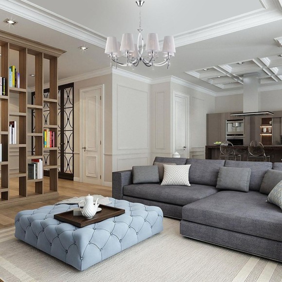 Подвесная люстра с абажурами 60079/8 хром Подвесная люстра с абажурами 60079/8 хром