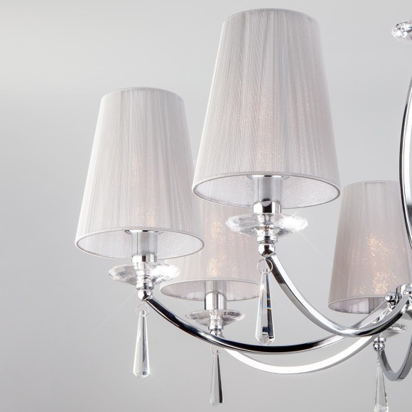 Подвесная люстра с абажурами 60079/8 хром Подвесная люстра с абажурами 60079/8 хром