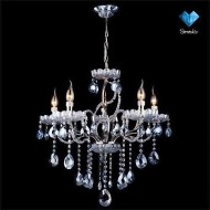 Люстра с тонированным хрусталем 3015/5 хром / лазурный хрусталь