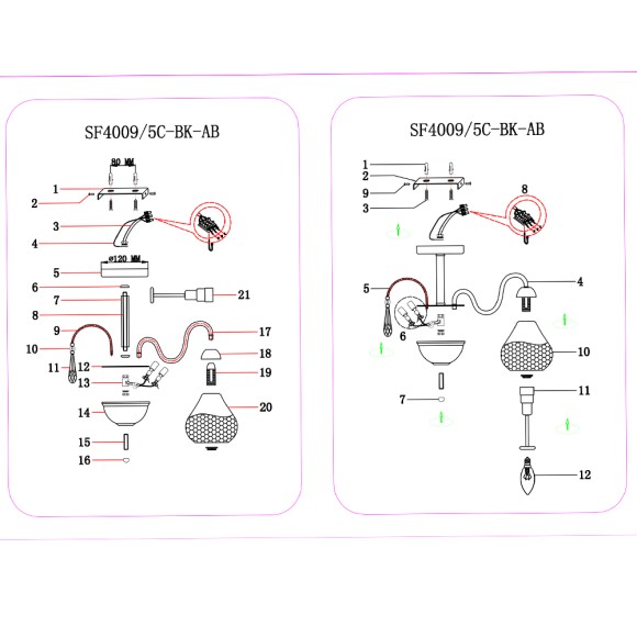 Люстра SF4009/5C-BK-AB VERNOLE Seven Fires Люстра SF4009/5C-BK-AB VERNOLE Seven Fires