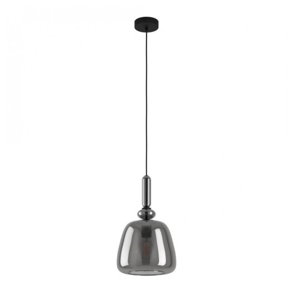 39997 Подвесной потолочный светильник (люстра) BOVINO, 1x40W, E27, H1500, Ø260, сталь, черный/матовое стекло, черный полупрозрачный