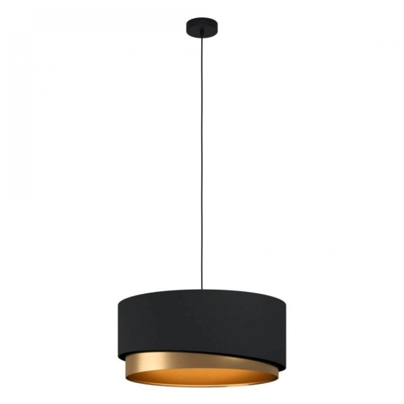 39926 Подвесной потолочный светильник (люстра) MANDERLINE, 1x40W, E27, H1500, Ø560, сталь, черный/текстиль, черный, латунь
